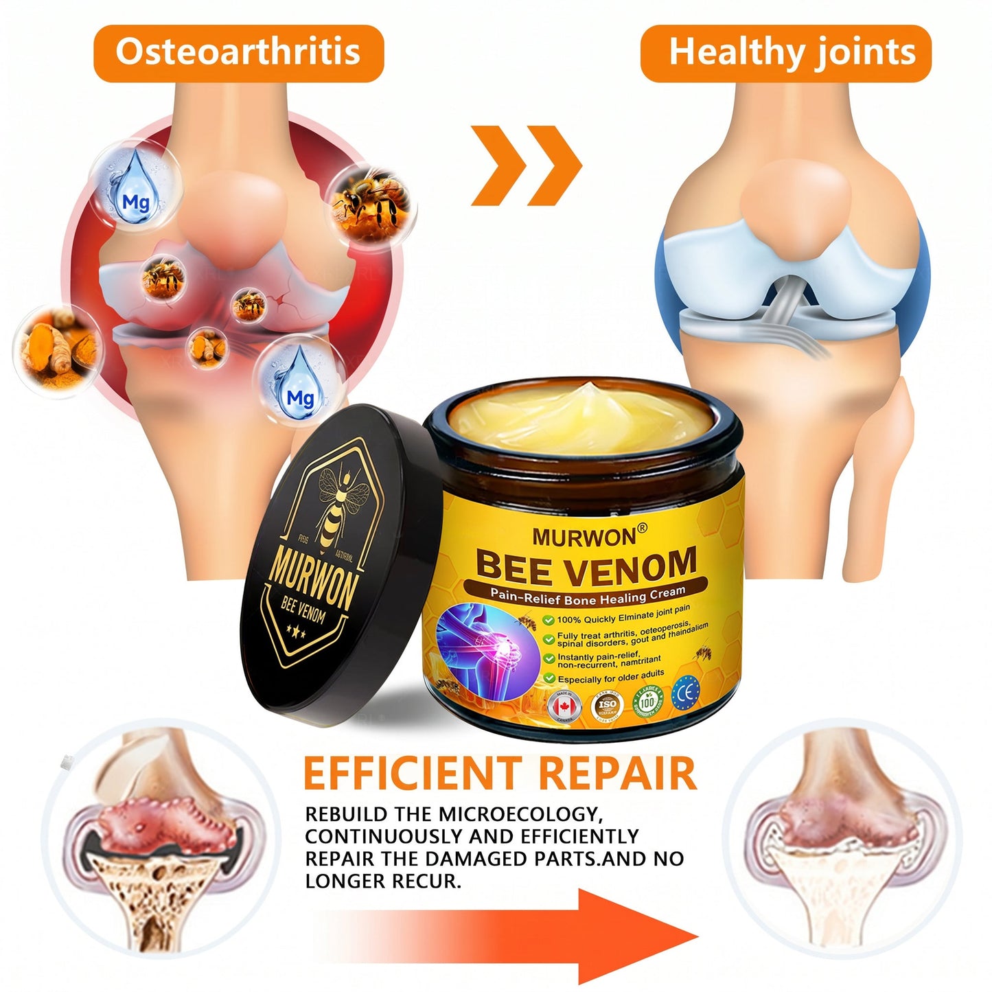 30% Discount🎁🎁|𝐌𝐔𝐑𝐖𝐎𝐍® Bee Venom Pain-Relief Bone Healing Cream ✨✨✨(Specially for older adults)